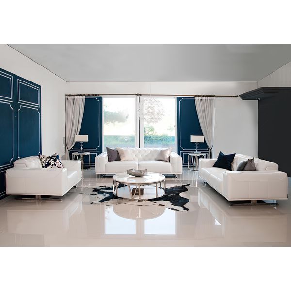 Set Divano Chesterfield Set Divano Imbottito In Pelle 3+2+1 Posti In Pelle-image