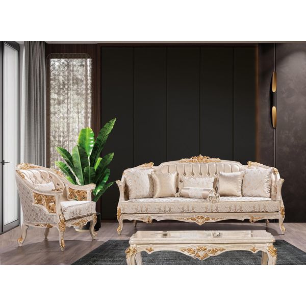 Set Di Divani Chesterfield Di Lusso 3+1 Posti Divano Classico Barocco Sedile Imbottito-image