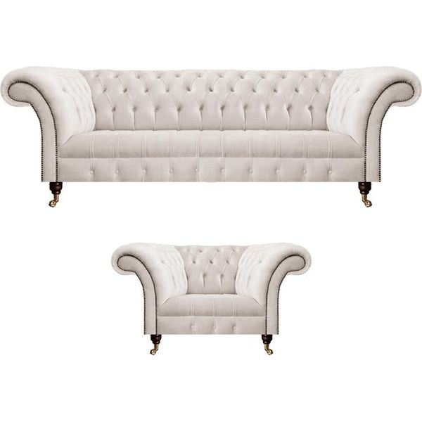 Divano Completo 2 Pezzi Poltrona Divano Tre Posti Divano Set Chesterfield-image