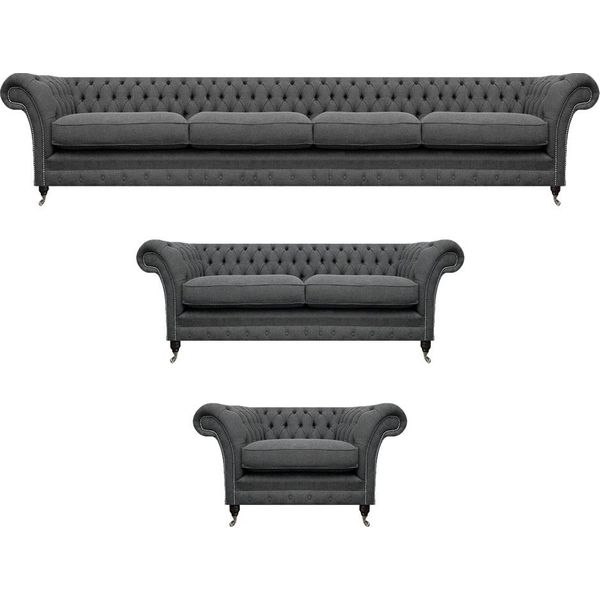 Set Di Lusso 3 Pezzi Imbottiti Divani Completo Chesterfield Soggiorno Set-image