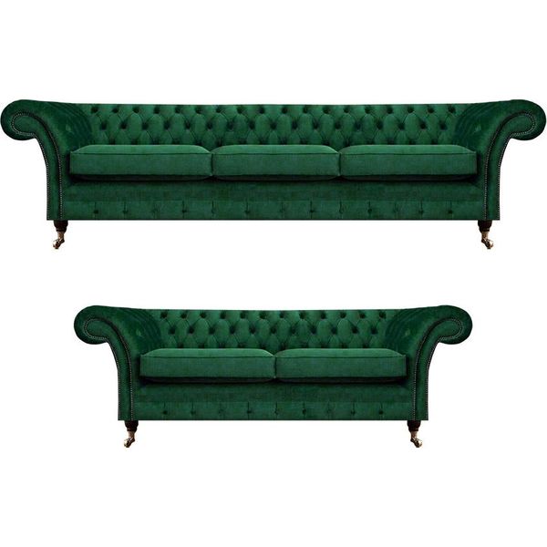 Set Di Divani 2 Pezzi Divani Chesterfield Divani Da Salotto 3+2 Mobili Imbottiti-image