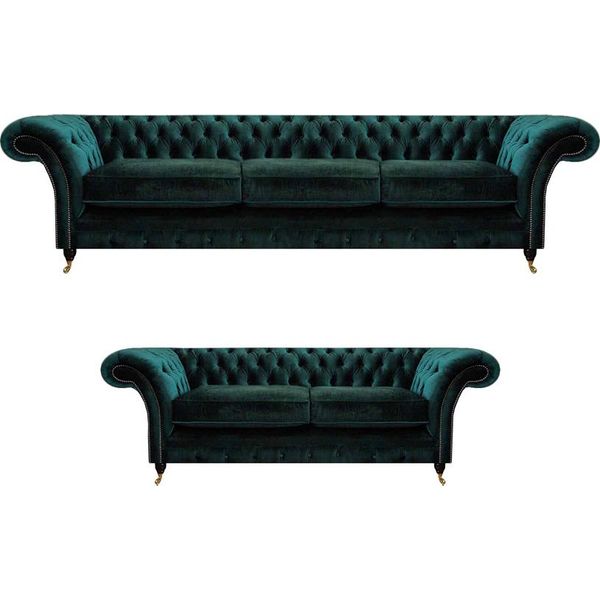 Mobili Completi Soggiorno Divani 3+2 Set Divani Chesterfield-image
