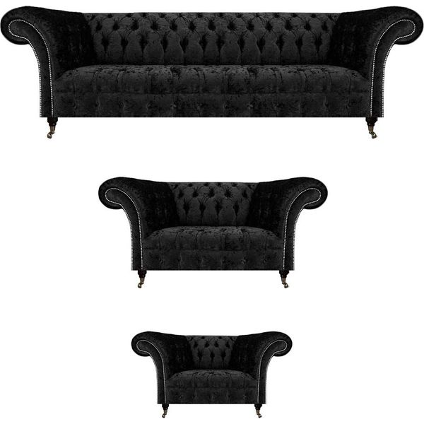 Set Di Divani Chesterfield 3 Pezzi Soggiorno Completo Divani Divano Nuovo Set-image
