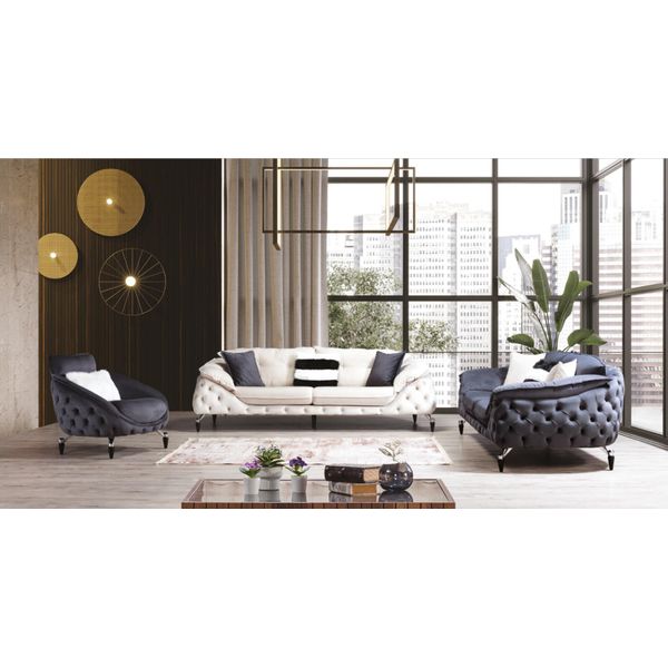 Divano Chesterfield Con Set Di Divani In Legno Tessile 331 Set Di Sedute Tappezzeria Tessuto D'arredo-image
