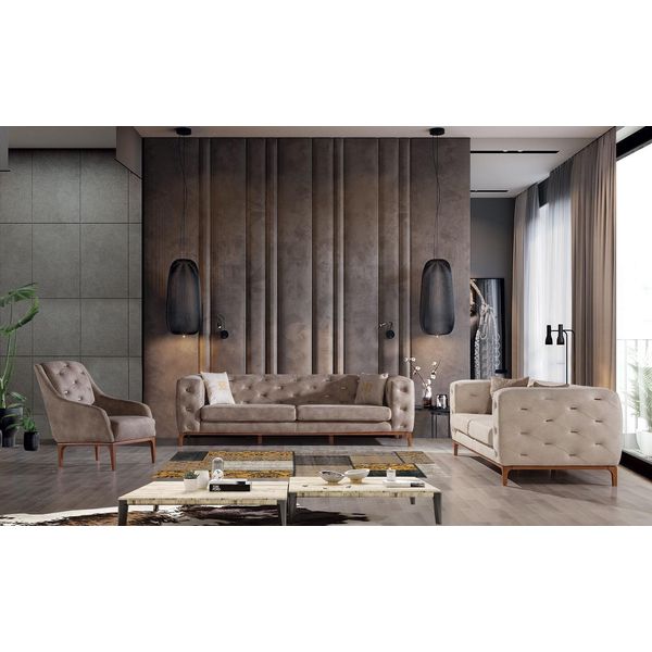 Chesterfield Design Divano Tappezzeria Divano Moderno Set 3+3+1 Set Nuovo-image
