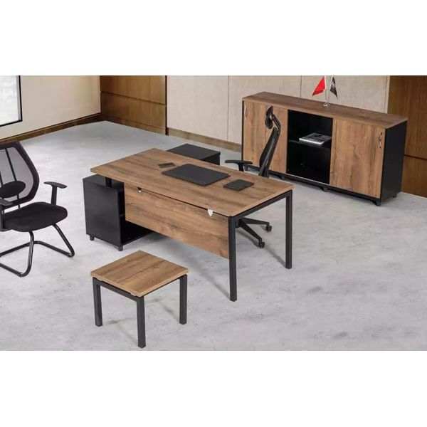 Mobili Da Studio Marroni Set Scrivania Ufficio Armadio Tavolino 3 Pezzi.-image