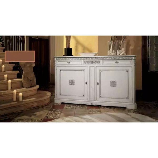 Credenza Credenza Soggiorno Mobile In Legno Massiccio Bianco-image