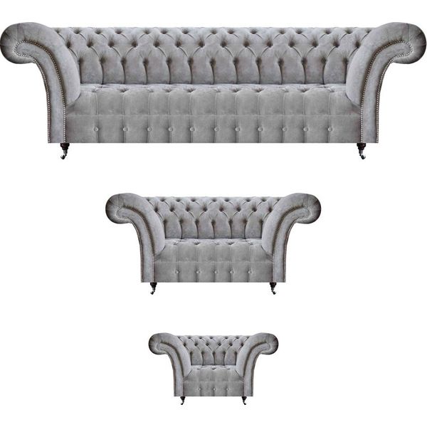 Nuovo Set Di Divani Divani Divano Mobili Imbottiti Design Chesterfield Soggiorno-image