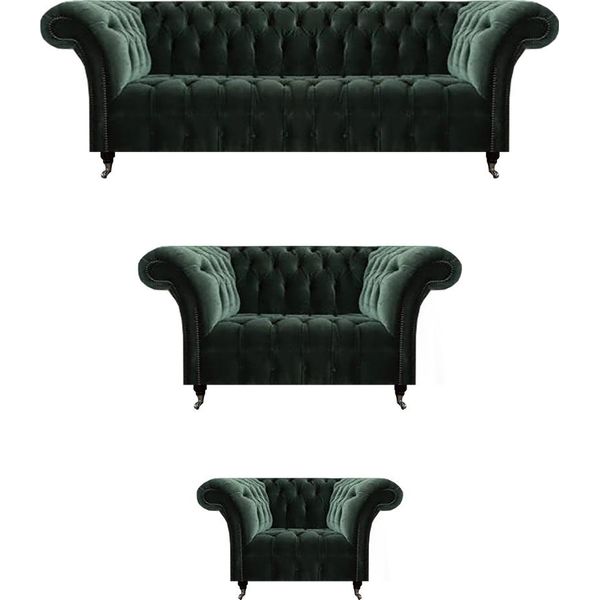 Set Di Divani 3 Pezzi Imbottiti Tre Posti Con Divani A Due Posti Chesterfield-image