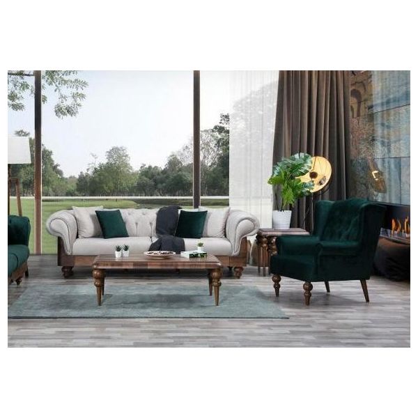 -Set Di Divani Classici 3 Posti + Poltrona Mobili Di Design Chesterfield-image