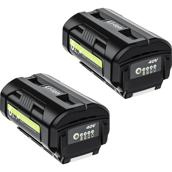 Batteria Agli Ioni Di Litio Da 40V, Capacità 6000Mah, Compatibile Con Diversi Modelli Ryobi, Batteria Da 2 Pezzi-image