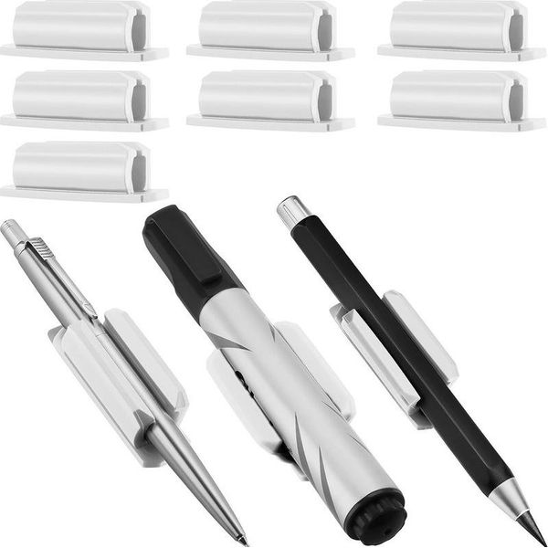 Inf Portapenne Adesivo In Silicone Da 3 Pezzi Per Scrivania Bianco-image