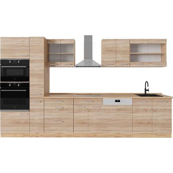 Vicco Cucina Completa R-Line, 350 Cm , Pl Rovere, Rovere Sonoma/Goldkraft-image