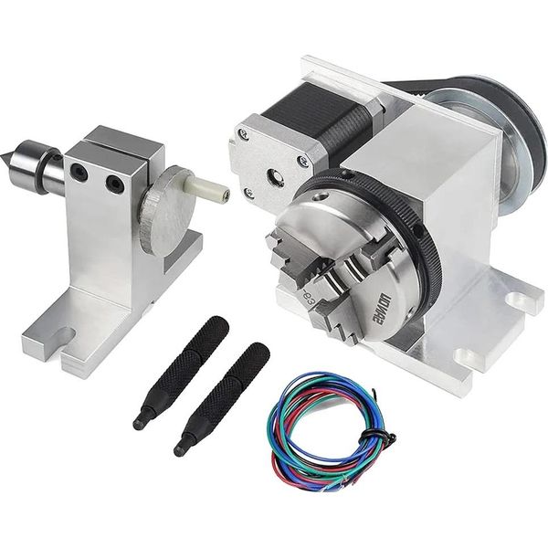 Asse Rotativo Cnc, Mandrino 3/4, Motore Passo-Passo Nema17, 3 Griffe-image