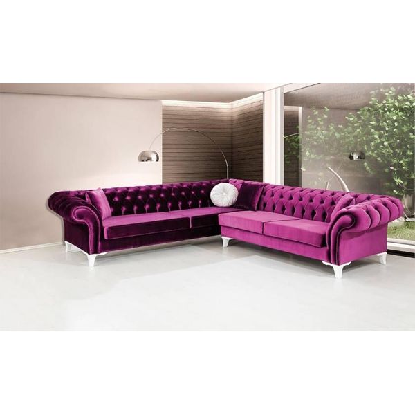 Divano Ad Angolo Divano In Pelle Divano Imbottito Divano Ad Angolo Suite Seduta Design Rosa Chesterfield-image