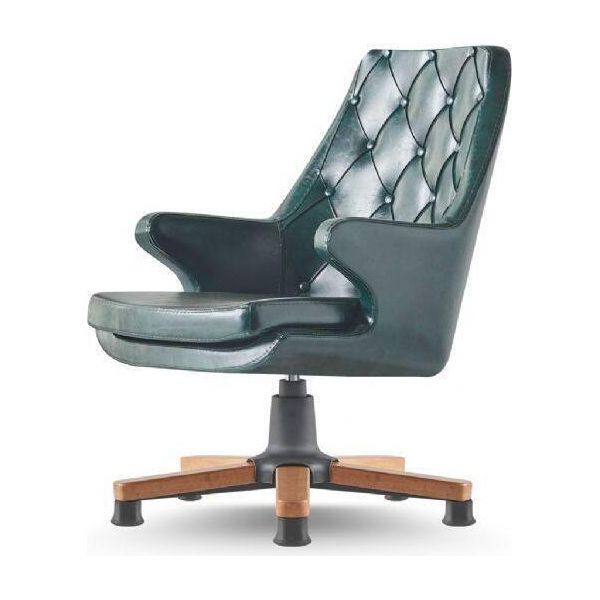 Sedia Da Ufficio Verde Ufficio Chesterfield Bottoni Pelle Classica Studio-image