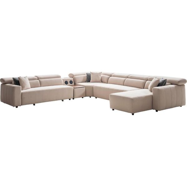 Divano Angolare In Tessuto Con Funzione Di Letto A U Divano Design Imbottitura Tessile Angolare Moderno-image