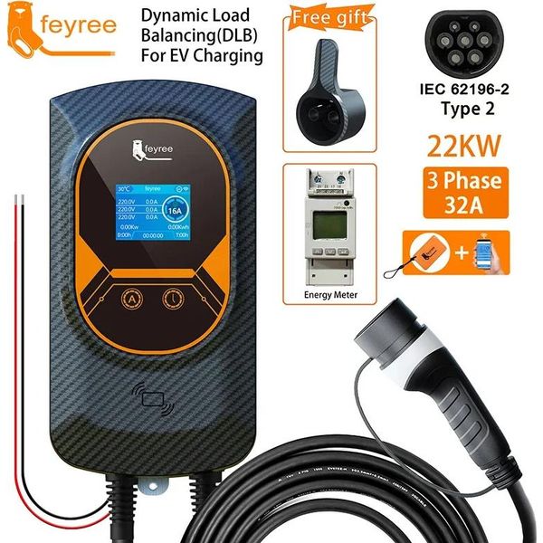Caricatore Ev Feyree, Distribuzione Dinamica Del Carico, Controllo Remoto Tramite App, 22KW 32A 3 Fasi, TYPE2-image