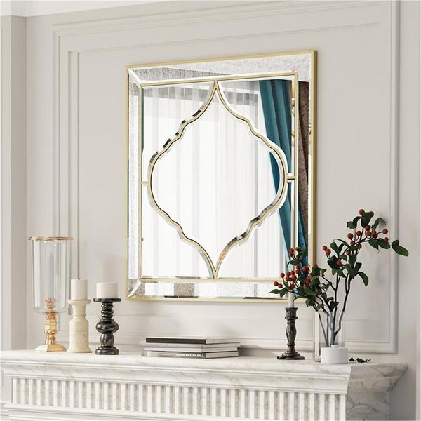 Wisfor Specchio Artloge Specchio Da Parete Specchio Da Bagno Specchio Da Corridoio Specchio Da Appendere In Vetro Di Alta Qualità 60 X 60 Cm Specchio D'accento Decorativo-image
