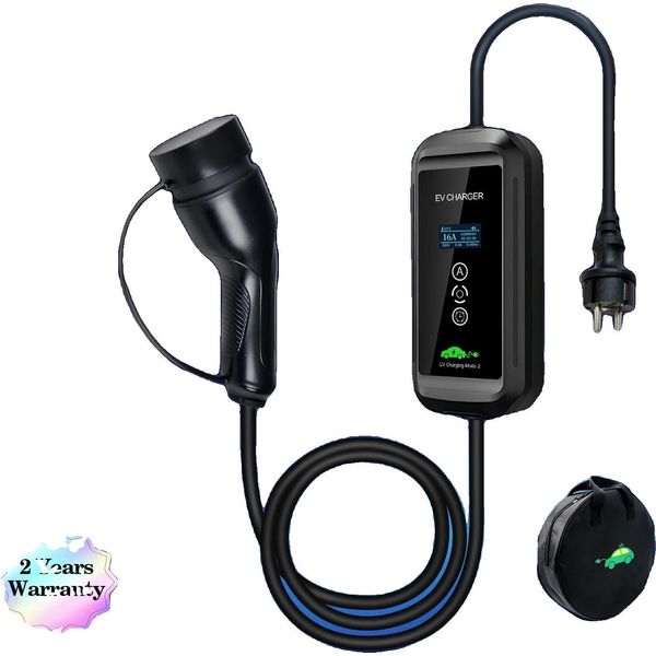 Caricabatterie Portatile Per Veicoli Elettrici, Corrente Regolabile 16A, Lunghezza 3,5 M, 3,5Kw-3,5M, TYPE2-image