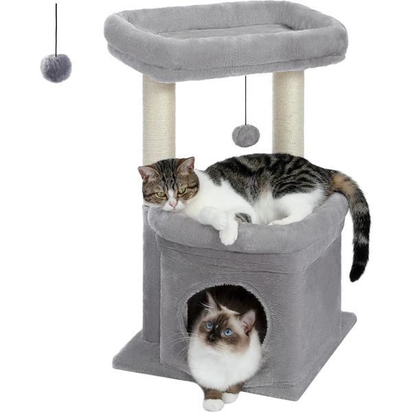 Albero Per Gatti, Accogliente Condo, Graffiatoio In Sisal Naturale, AMT0179GY, M-image