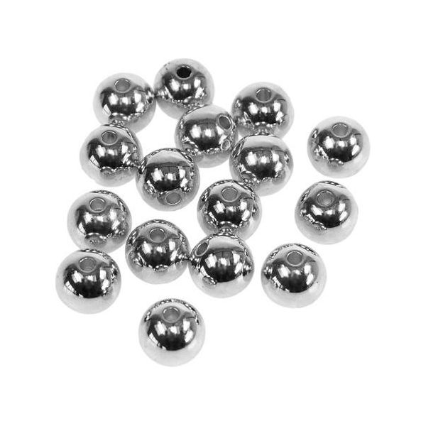 Perline Decorative Argento Metallico 14Mm 35Pz Per Il Fai Da Te E La Decorazione Della Tavola-image