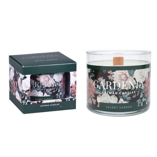 Candela Nohel Garden In Vetro Gardenia Con Stoppino In Legno Profumato 400G-image