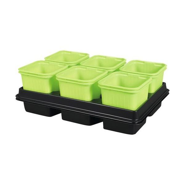 Fioriera Da Giardino Nohel Verde + Sottovaso 8X8X8Cm 2X6Pz-image