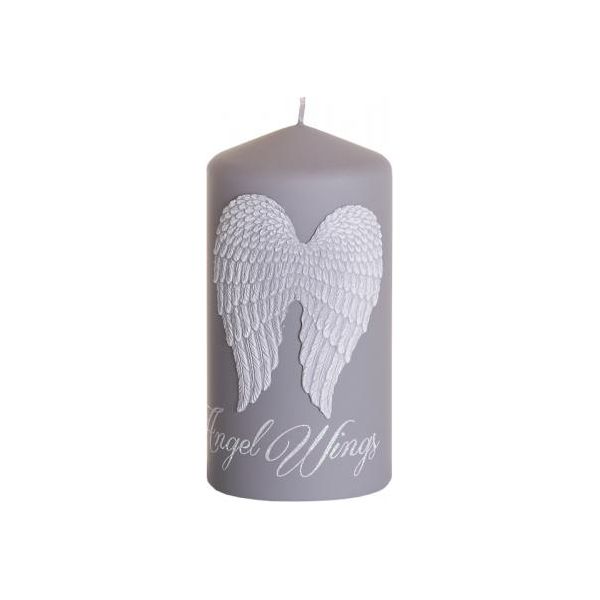 Candela Natalizia Nohel Garden Ali D'angelo, Cilindro, Grigio, D6X13Cm-image