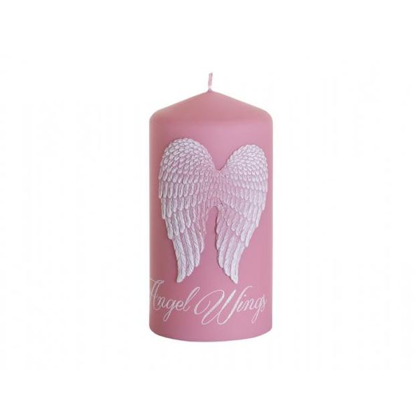 Candela Natalizia Nohel Garden Ali D'angelo, Cilindro, Rosa, D6X13Cm-image