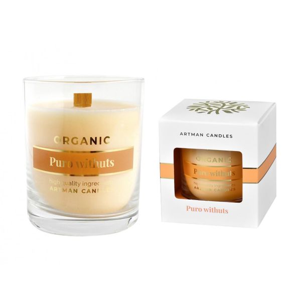 Candela Nohel Garden In Vetro Organic Puro Withuts Profumata Con Stoppino In Legno 250G-image