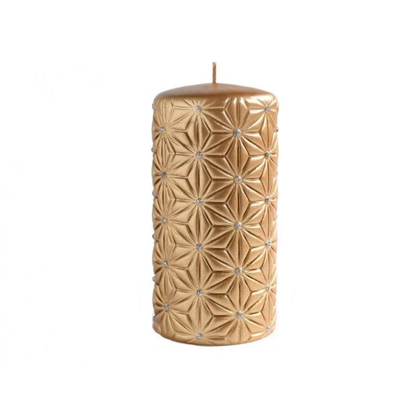 Candela Natalizia Nohel Garden Ravenna, Cilindro, Oro, D7X14Cm-image