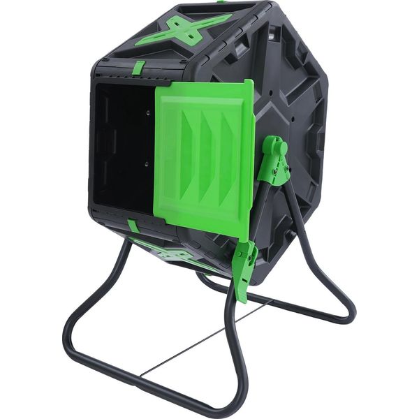 Bidone Per Il Compost Da 70 L, Facile Accesso Laterale, Nero Verde-image
