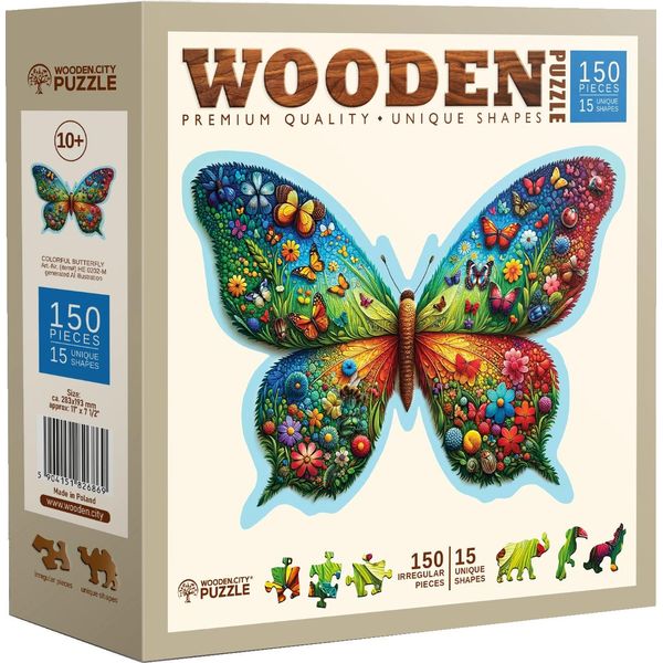 Wooden City Puzzle In Legno Farfalla Colorata 150 Pezzi-image