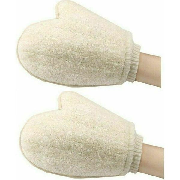 2 Pezzi Guanti Naturali Loofah Loofah Bagno Doccia Spugna Corpo Scrub Esfoliante-image