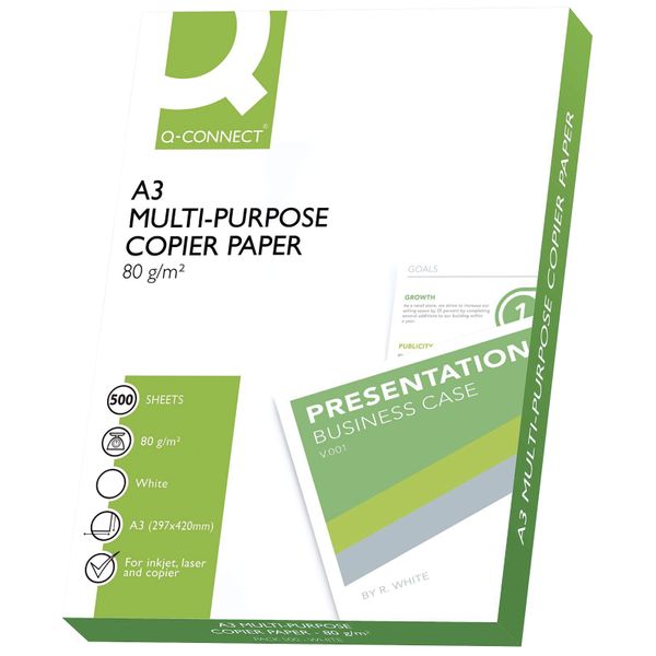 Q-Connect® KF01089 Carta Per Copie Ecf - A3, 80 G/M², 500 Fogli-image