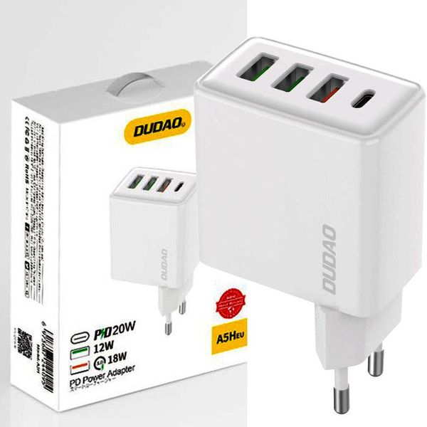 Dudao Travel Charger Dudao A5HEU 3X Usb + USB-C, Pd 20W (White)-image