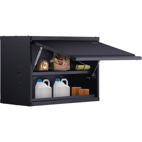 Armadio A Muro Per Officina 77 X 31,8 X 50 Cm Armadio A Muro Con Capacità Totale Di 108 Kg (2 Ripiani) Armadio Per Officina In Lamiera D'acciaio Spcc Di 0,6 Mm Di Spessore Ideale Come Armadio Portaoggetti, Armadio Per Attrezzi, Armadio Per Ufficio-image