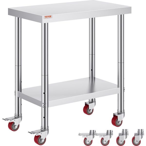 Tavolo Da Lavoro 30" X 18"" X 34"" In Acciaio Inox Tavolo Da Lavoro Per Catering Alcuni 150 Kg Per La Capacità Di Carico Tavolo Per La Preparazione Di Alimenti Tavolo Da Lavoro Commerciale Per Cucina Bar Restaurantar 4 Piedini Regolabili"-image