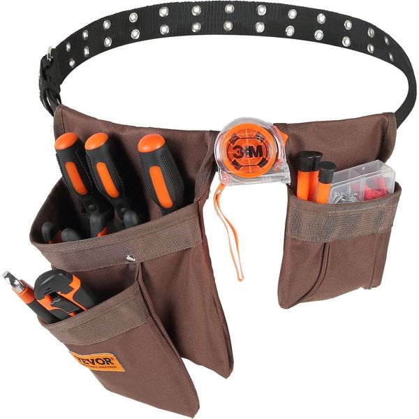 Cintura Portautensili 13 Tasche Regolabile Da 73,6 A 137,2 Cm Borsa Portautensili In Poliestere Staccabile Per Elettricisti Falegnami Fai Da Te Falegnami Costruttori Corniciai-image