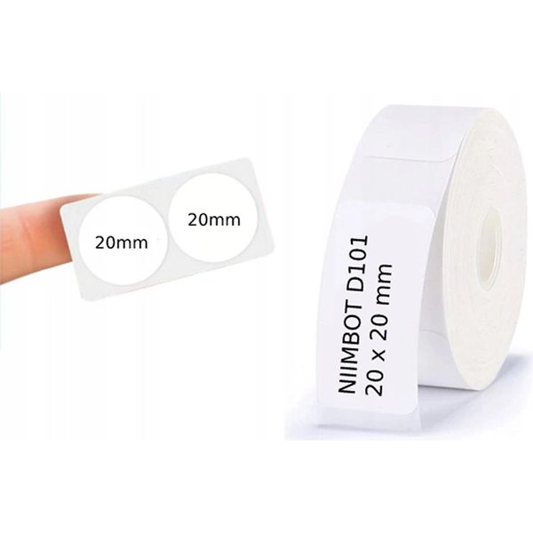 Edibazzar | Niimbot Etichette Termiche 20X20Mm Rotonde Bianche 290 Pz-image