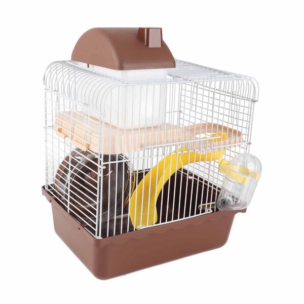 Gabbia Per Criceti 2 Animali Grande Spazio Alto Telaio Design Habitat Per Animali Domestici Piccoli Animali Marrone-image