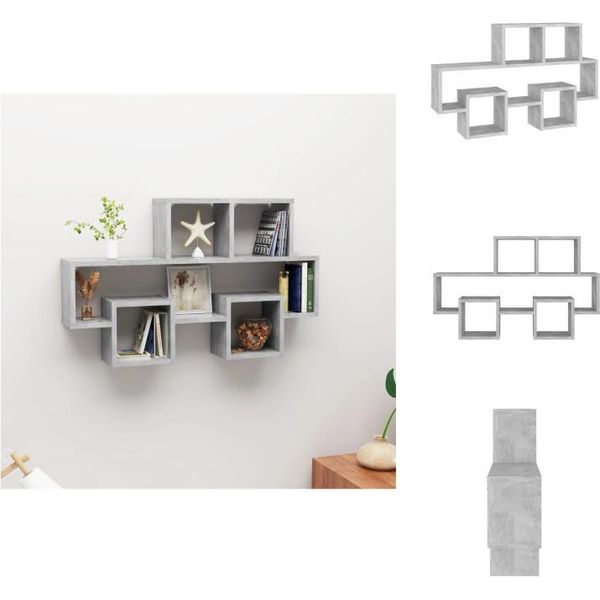 Vidaxl Mensola A Muro A Forma Di Auto In Cemento Grigio 82X15X51 Cm Materiale A Base Di Legno - Mensole A Muro-image