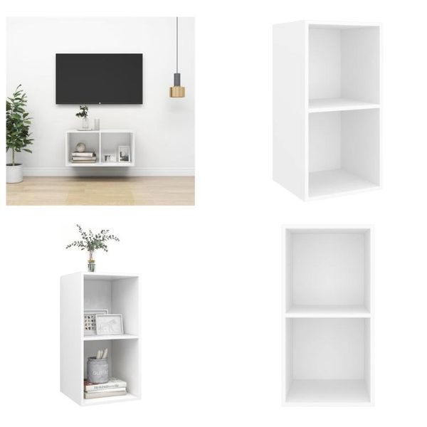 Vidaxl Mobile Tv A Parete Bianco 37X37X72 Cm In Legno - Mobile Tv - Mobile Tv - Mobile Tv Sospeso - Mobile Tv Sospeso-image