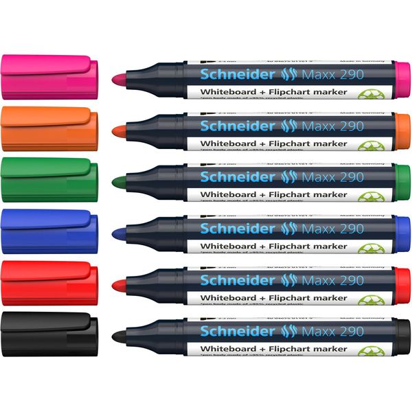 Schneider 50-129096 6X Pennarelli Maxx 290 Per Lavagne E Lavagne A Fogli Mobili, Colori Assortiti 2,0 - 3,0 Mm-image