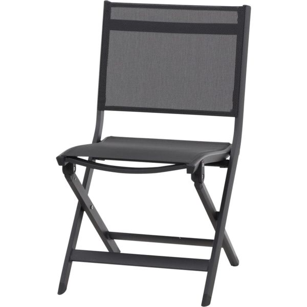 Sedia Pieghevole Siena Garden Tesoro - Struttura In Alluminio E Tessuto, Nero Argento (M29564)-image