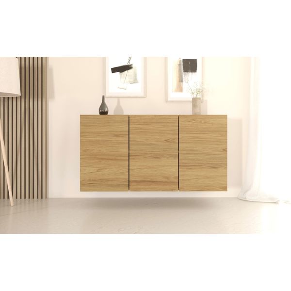 Pensile Moderno In Hickory, Design Minimalista - 3 Ante-image