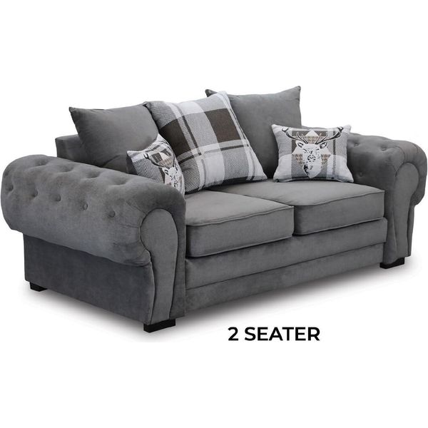 Divano Chesterfield Grigio Tappezzeria Mobili Tessuto Divani Design Tessile-image