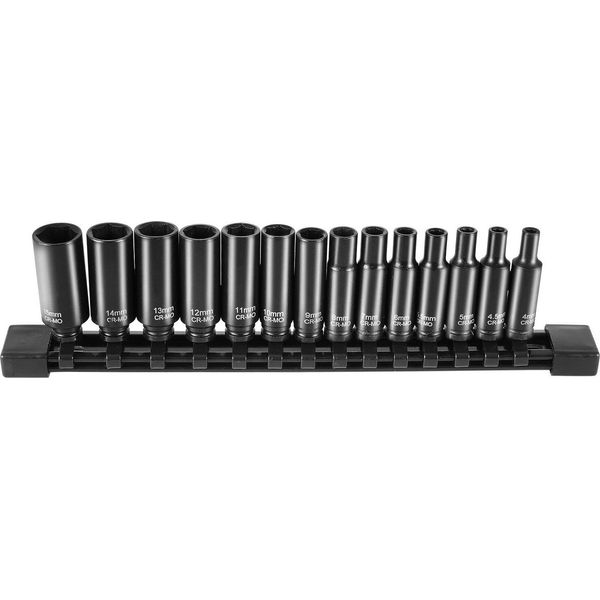 Set Di Chiavi A Bussola Da 14 Pezzi Per La Rimozione Di Dadi Da 6,35 Mm Nero-image
