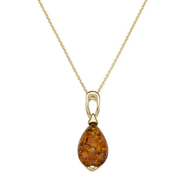 Kette Mit AnhäNger Luigi Merano "AnhäNger Mit Bernstein, Gold 375", Braun, Halsketten, Damen, 45Cm, Gelbgold 375-image